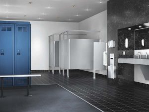 Locker Room with Stalls and Partitions Locker Room with Stalls and Partitions