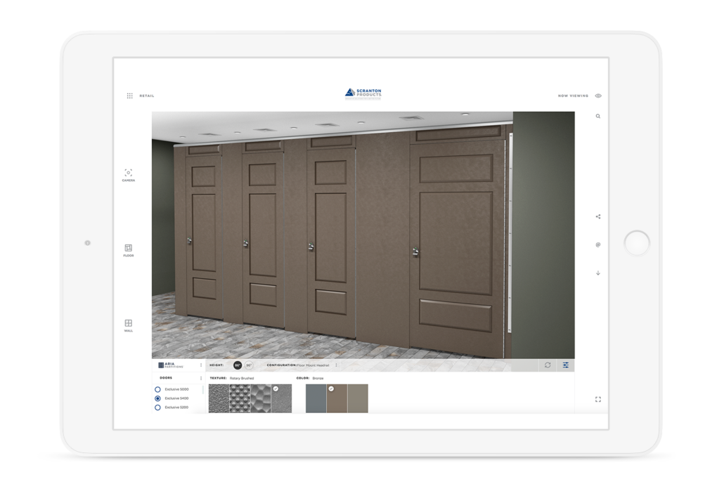 Scranton Products 3D Partition Visualizer Tool on a White iPad
